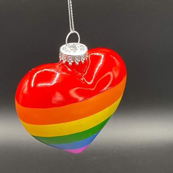 Love is Love Pride Heart Christmas Tree Ornament Holiday Seasonal Decor - Picture 3 of 13
